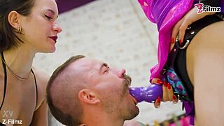 us two dominas make slave lick boots spank then strapon facefuck deep