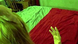 BBW Blonde Fifi Foxx Gropes Big Tits Ass in Lingerie Thong Panties Before Explosive Handjob Cumshot Against Wall.