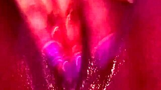 Ebony beauty's pussy throbs as she masturbates to intense squirting orgasm peaks.