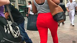 hidden cam catches beautiful ebony ass swaying in candid chocolate glory