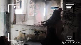 Halloween Special Blonde Bathroom Lesbian Licks Fat Curvy Latina Pussy