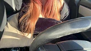 italian milf artemisia love flashes big tits big nipples on solo car ride outdoors long hair fetish