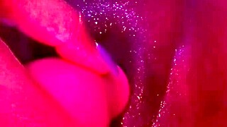 Ebony beauty's pussy throbs as she masturbates to intense squirting orgasm peaks.