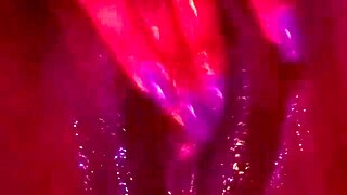 Ebony beauty's pussy throbs as she masturbates to intense squirting orgasm peaks.