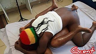 Hot couple's passionate missionary fuck in bed leaves pussy dripping wet.