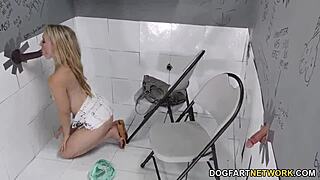 RILEY REYES POUNDED ANAL BY HUGE BLACK COCK AT GLORYHOLE OUTDOOR!