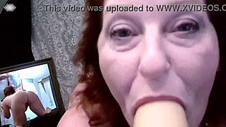 Voluptuous redhead dawnskye1962 strips and rides huge dildo teasingly