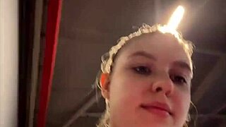 Blonde Teen with Big Natural Tits Masturbates Hard to Orgasm in Public Gym Webcam Homemade