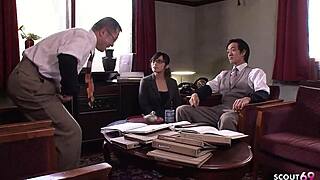 Petite Japanese Secretary Sucks Old Boss's Fat Cock Uncensored