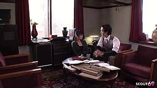 Petite Japanese Secretary Sucks Old Boss's Fat Cock Uncensored