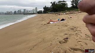 i beg you babe let me cum all over those tits flashing cock on public beach