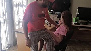 wanna see this brunette amateur tease and stroke his hard cock in homemade dress play?