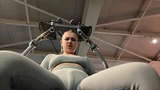 Blonde Teen with Big Natural Tits Masturbates Hard to Orgasm in Public Gym Webcam Homemade