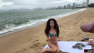 i beg you babe let me cum all over those tits flashing cock on public beach