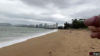 i beg you babe let me cum all over those tits flashing cock on public beach