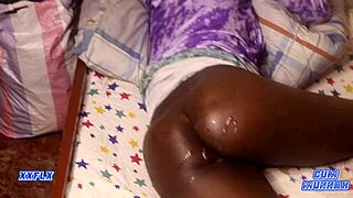 ghetto ebony amateurs spooning rough with big black cock creampie and massive cumshots