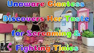 unaware giantess uncovers her hunger for screaming fighting tinies in pov femdom frenzy