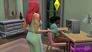 Roommate busts futa girl jerking off then punishes with bent over anal doggystyle