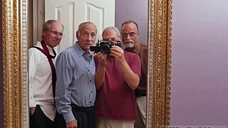 old man and busty woman clash in wild orgy but her tiny tits steal the show first time