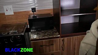 i sneak up on curvy ebony stepmom's fat ass for kitchen closeup pounding from behind