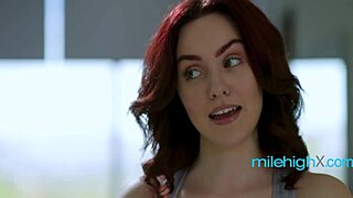 her hands slip down during the massage, rubbing shaved pussy till brunette and redhead explode