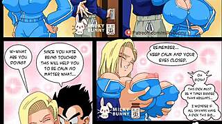 Gohan Dominates Big Tits Lesbians in Monster Cock Creampie Comic Action