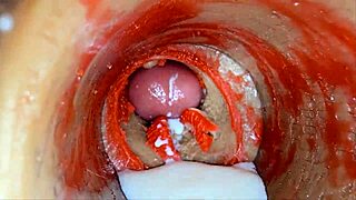 Camera dives deep inside oiled tight wet pussy for huge cock creampie sperm ejaculation asmr close up