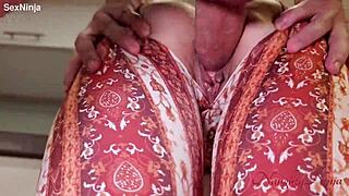 i couldn't resist fucking my curvy brunette cleaner lady's tight pussy in kitchen till she squirted creampie