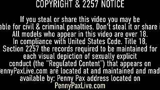 penny pax the sexy redhead nerd in heels and lingerie fingers her hairy twat with dildo, teasing you to cum on her natural tits