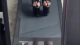 Black Model Teases Toes in New Pleaser Heels Strip