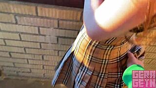 smoking babe blows fast on public balcony cumshot thrill!