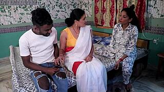 indian bhabhi and stepsis share husband's cock in juicy ffm creampie 😋💦