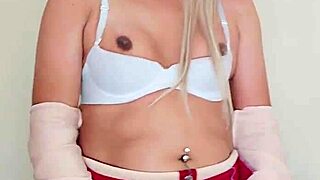 Pretty redhead transsexual with big cock milks her load out