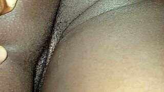 Filming ebony maid during intense cleaning session at home