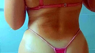 Tanned Latina Beauties Soap Up Their Shaved Pussies Post-Beach Shower