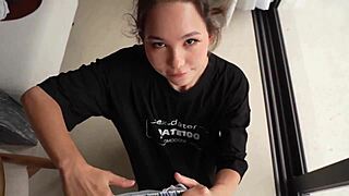 she showed up beggin' fuck me hard n cum on my face please!!