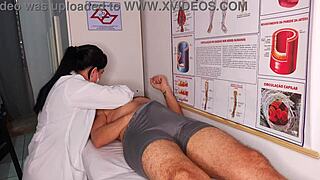 erection swells right in front of sexy nurse