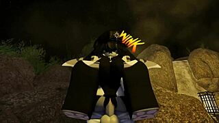 Suggestive shark dives deep in furry bath creampie action roblox