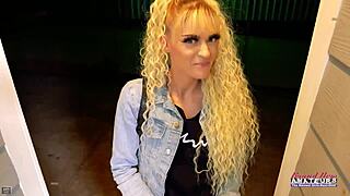 skinny blonde cutie sucks cock then takes pussy pounding hard