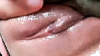 Me squirting hard masturbating with mexican fan dildo play