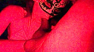 masked redhead amateur spreads sucks big cock in red light homemade