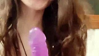Petite Italian Doll Sucks Dildo Like Real Cock