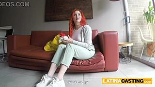 redhead nails the interview by letting the casting agent roughly fuck her big tits and pussy