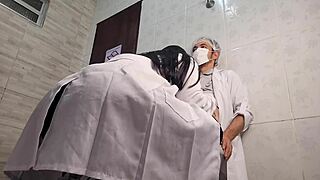 naughty nurse catches doctor night shift intimate bathroom exam wet pussy