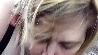 bbw wife liz slurps fat cock roadside blowjob like a hungry slut