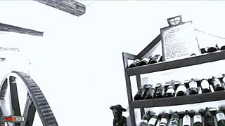 sabrina bends over the pool table as ian slams his monster cock into her shaved pussy hard