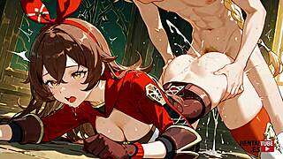 genshin impact hentai ignites my deepest amber x aether fantasies in anime glory