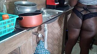 Chocolate's juicy pussy sneaks home play, you won't believe it!